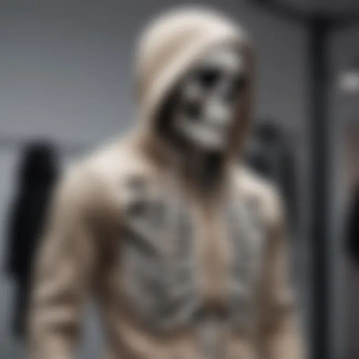 Stylish skeleton zip-up hoodie displayed on a mannequin