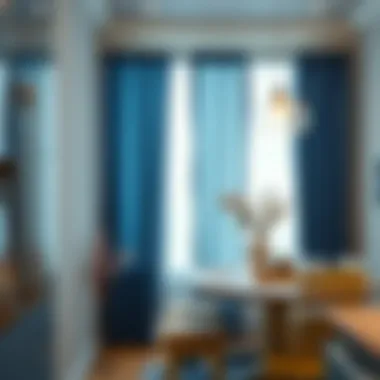 Elegant Blue and Grey Kitchen Curtains Elegant blue and grey kitchen curtains enhancing ambience