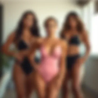 Different body types showcasing high-waisted bathing suits