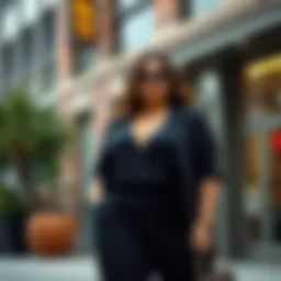 Chic plus size two piece outfit on a model