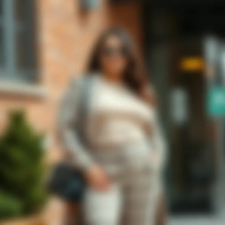 Chic and modern plus size two piece outfit in neutral tones