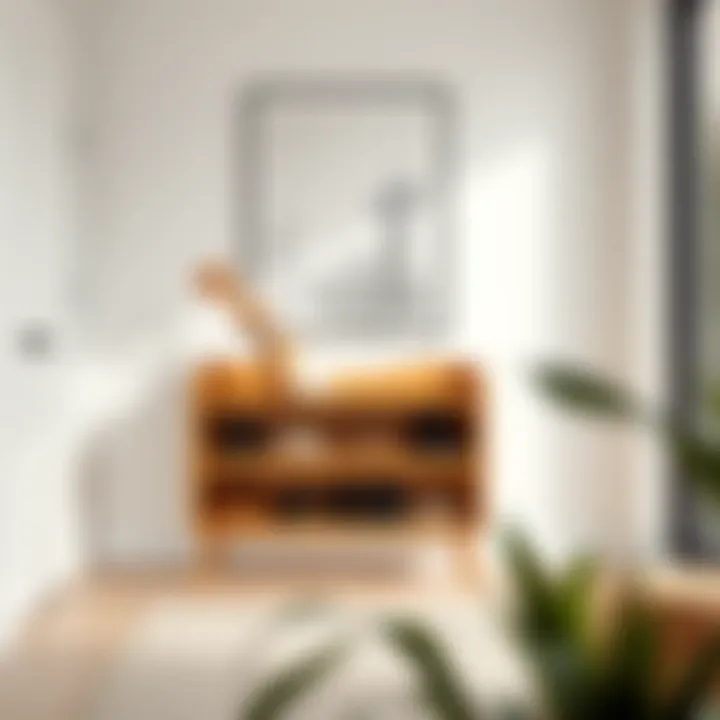 Elegant bamboo shoe shelf showcasing a minimalist design in a modern entryway.