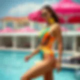 Elegant beach suit showcasing vibrant colors and modern design