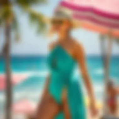 Fashionable beach suit styled with accessories for a chic look