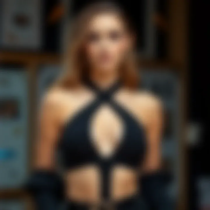 Versatile styling options for the black halter top bodysuit