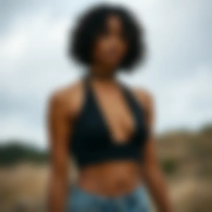 Sustainable fabric choices for the black halter top bodysuit