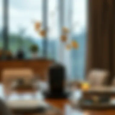 Elegant black plastic vase elevated on a dining table setting