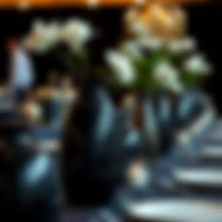 Stylish black plastic vases at a modern event