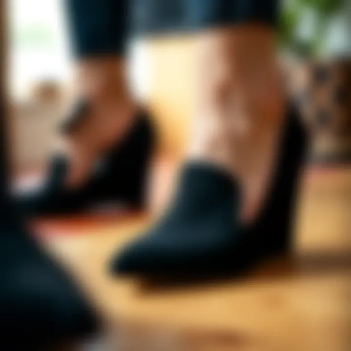 Quality Materials of Black Pointed Toe Wedges A close-up of the materials used in black pointed toe wedges, emphasizing quality.