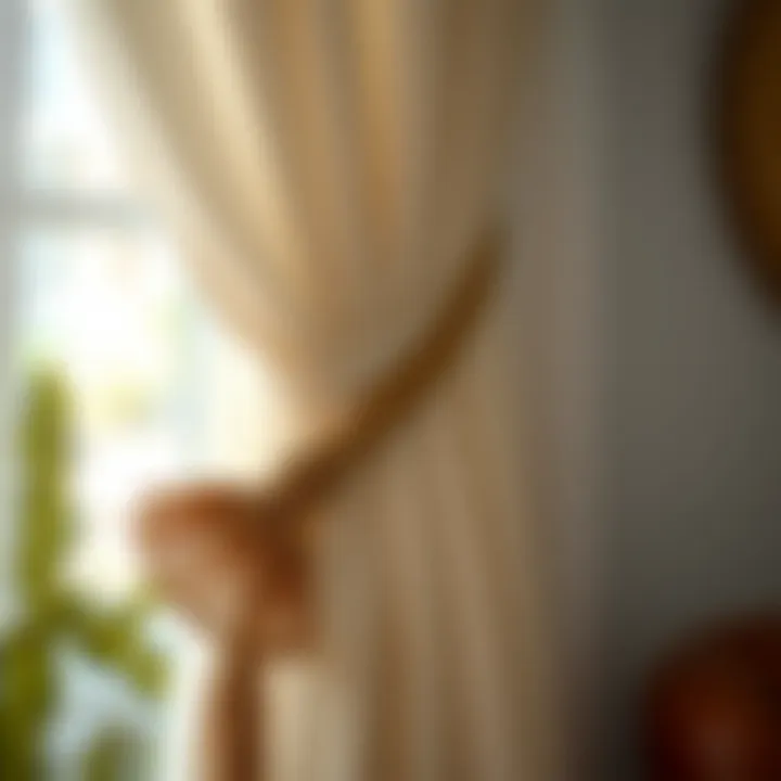 Intricate boho curtain tie back made from natural materials