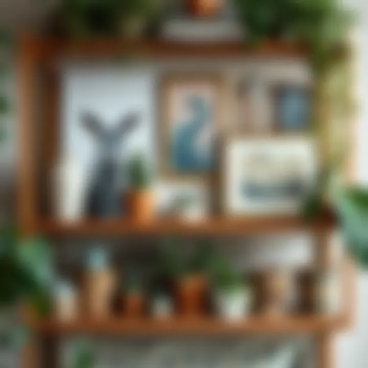 Inspiring bohemian shelf decor showcasing an eclectic mix of plants and art.