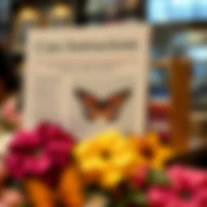 Care instructions for maintaining butterfly scrunchies displayed creatively