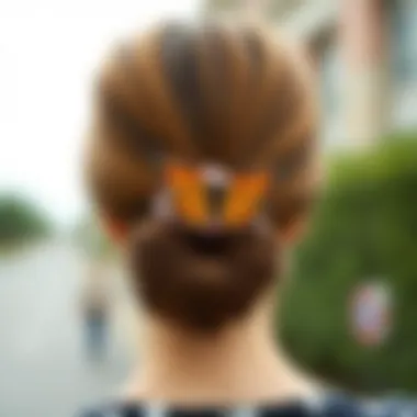 Fashionable hairstyle featuring a butterfly scrunchie