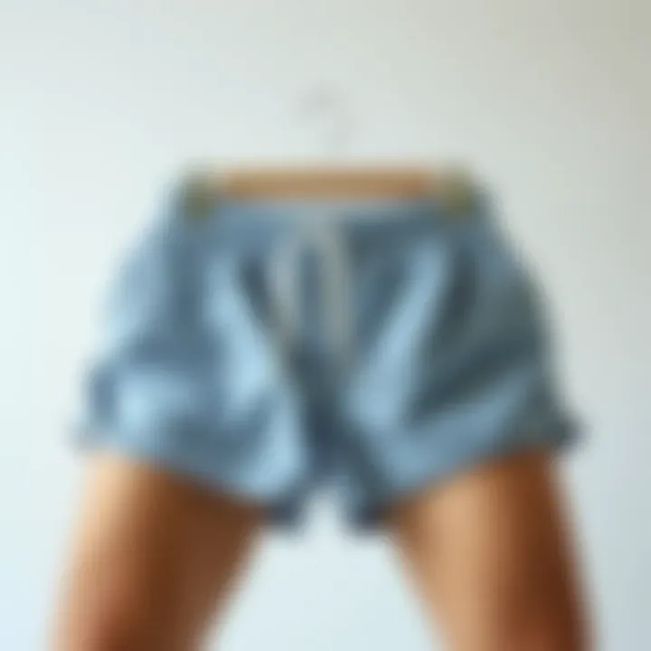 Stylish cheeky lounge shorts displayed on a minimalist background