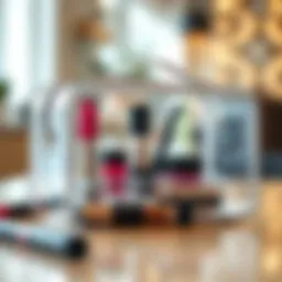 Innovative design of a clear double-sided makeup bag showcasing its compartments