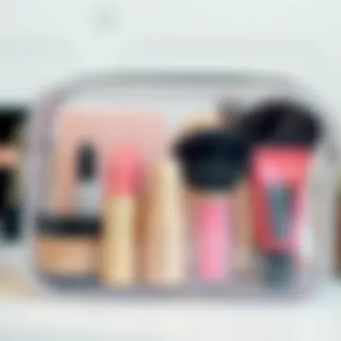 Organizational features of the clear makeup bag enabling easy access