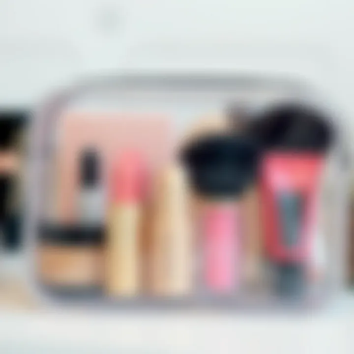 Organizational features of the clear makeup bag enabling easy access