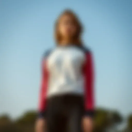Dynamic color block design showcasing raglan sleeves