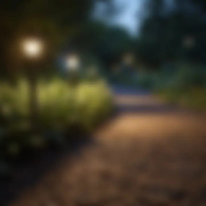 A comparison of traditional lighting versus modern color changing solar path lights in a residential garden.