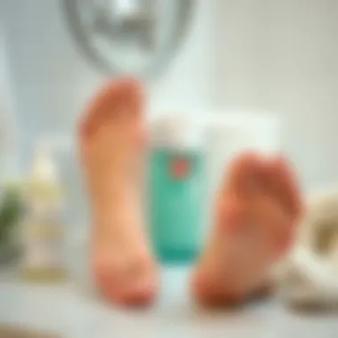 Foot care routine with moisturizing products