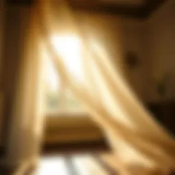 Grommet sheer fabric draping elegantly in a sunlit room