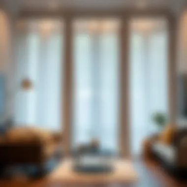 Stylishly designed interior featuring grommet sheer curtains