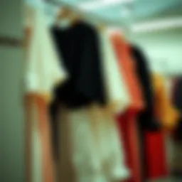 Stylish collection of extra large tops hanging on display