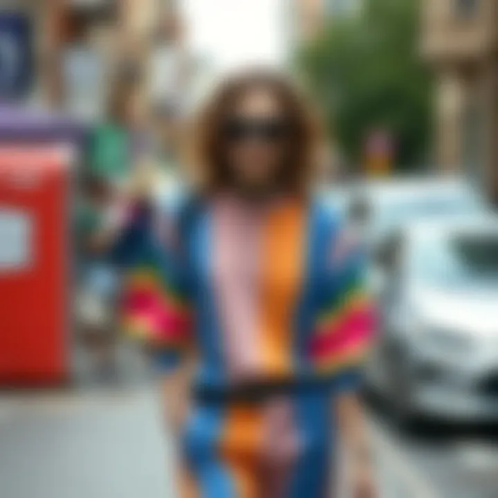 Fashionable street style featuring bisexual flag motifs