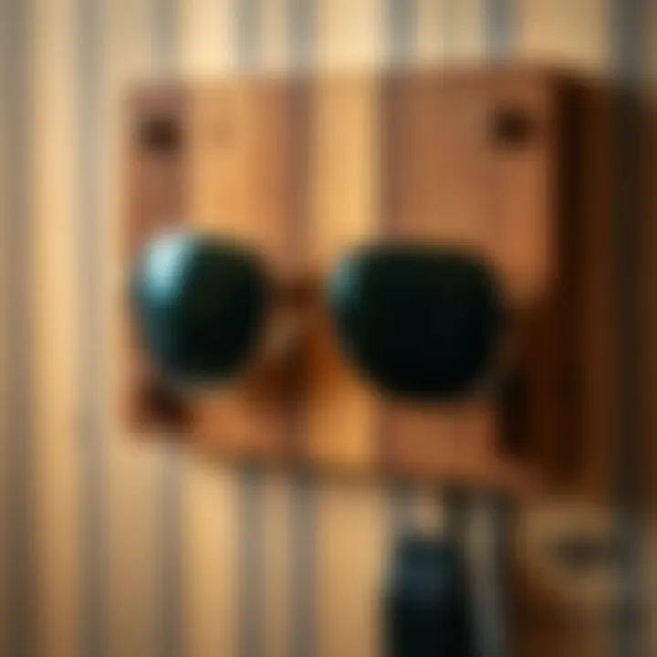 Elegant wooden sunglass holder showcasing craftsmanship