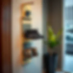 Stylish narrow hanging shoe rack showcasing modern design