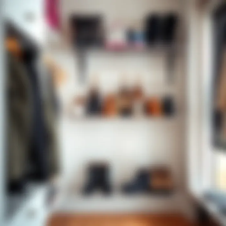 Organized shoe storage using a narrow hanging rack