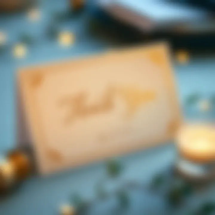 Personalized thank you card showcasing gold accents