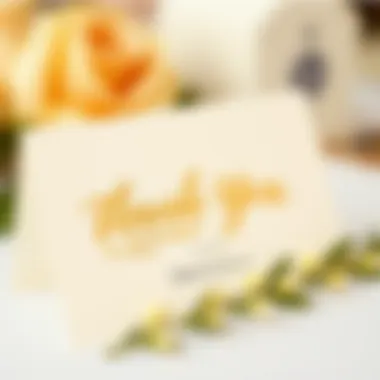 Thoughtful messages on gold wedding thank you cards