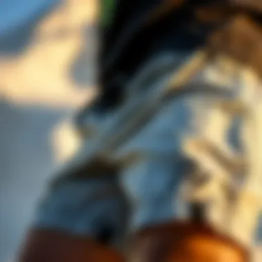 Sustainable Materials in Graphic Shorts Close-up of eco-friendly fabric used in graphic shorts emphasizing sustainability.