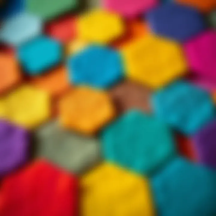 Colorful Hexagon Felt Board Tiles Vibrant hexagon felt board tiles showcasing a variety of colors and textures