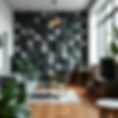 Hexagon Felt Boards in Interior Design A stylish interior featuring hexagon felt boards as decorative wall elements