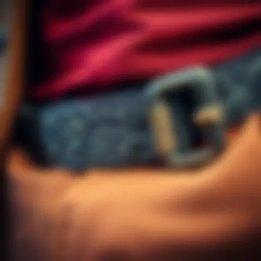 Close-up view of a stylish hip hop belt showcasing intricate designs and textures