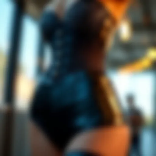 Elegant display of a latex waist cincher showcasing its intricate design and structure