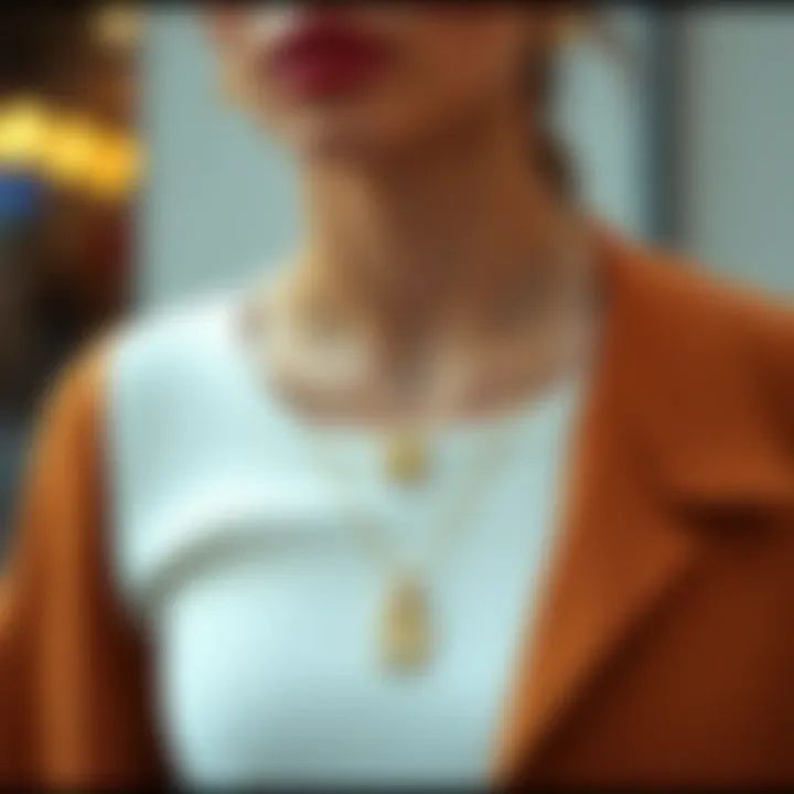 Layered Initial Necklaces Styled Casually A fashionable individual showcasing layered initial necklaces styled for a casual outing