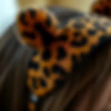 Detailed Patterns of Leopard Headband Ears Close-up of the intricate patterns and materials used in leopard headband ears.