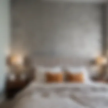 Elegant Bedroom Accent Wall with Metallic Wallpaper Elegant bedroom accent wall adorned with metallic self-adhesive wallpaper.