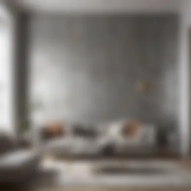 Sophisticated Metallic Wallpaper in Modern Living Room Sophisticated metallic wallpaper in a modern living room setting.