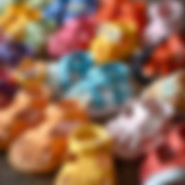 Variety of Newborn Barefoot Sandals An array of colorful newborn barefoot sandals arranged aesthetically to highlight variety.