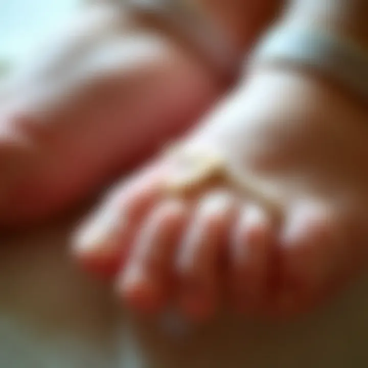 Detail of Newborn Barefoot Sandals A close-up view of newborn barefoot sandals showcasing their soft texture and design features.