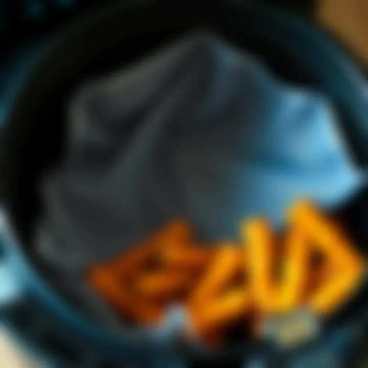 A non-stick air fryer liner placed inside an air fryer, highlighting its fit and compatibility