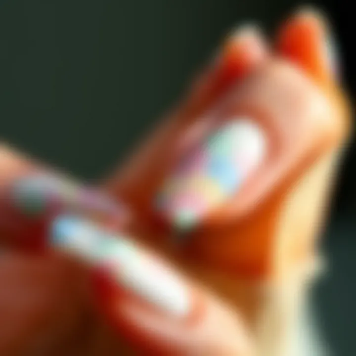 Artistic Nail Design with Pastel Accents An artistic nail design featuring pastel acrylic powders.