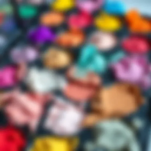 A palette showcasing an array of pastel acrylic powder colors.