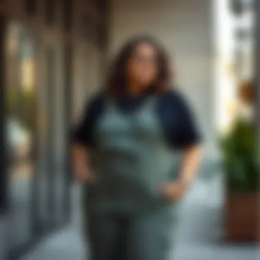 A fashion-forward outfit featuring plus size coveralls styled for casual wear
