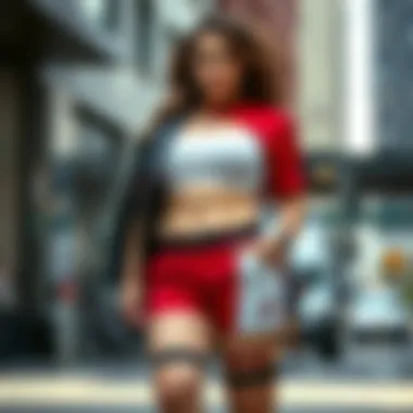 Urban Style with Harley Quinn Shorts A model confidently showcasing plus size Harley Quinn shorts in an urban setting, emphasizing style and comfort.