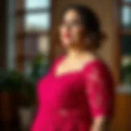 Elegant plus size lace overlay dress in a vibrant color